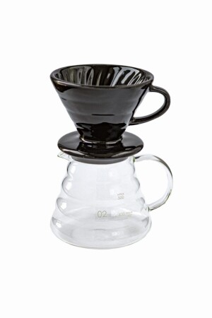 V60 Kahve Demleme Tanışma Seti Siyah Dripper ve 600 ml Kahve Sürahisi KDS600 - 1