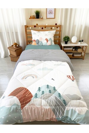 Vadi Desenli Tek Kişilik 160x220 Cm Wellsoft Çift Taraflı Silikon Yorgan Ve Uyku Seti - Evmila