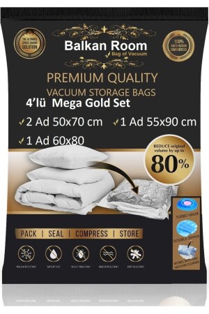 Vakum Hurcu 4’lü Mega Gold Set Vakumlu Hurç Vakumlu Poşet - 1