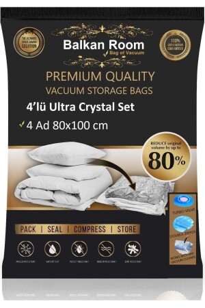 Vakum Hurcu 4’lü Ultra Crystal Set Vakumlu Hurç Vakumlu Poşet BalkanRoom1034d - 1