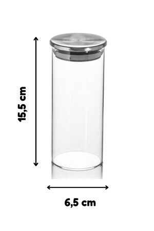 Vakuum-Rundglas mit Chromdeckel 6,5 x 15,5 cm – 450 ml Glas-Gewürzglas-Aufbewahrungsbehälter, 4 Stück. 450 ml rundes Glas-Aufbewahrungsglas, 4 Stück - 4