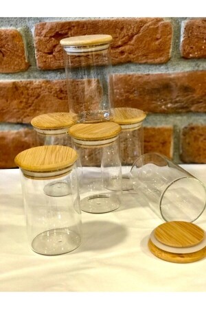 Vakuumbehälter aus Borosilikatglas mit Bambusdeckel, 6 Stück, er907 - 3