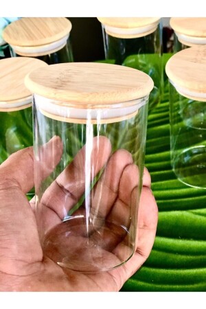 Vakuumbehälter aus Borosilikatglas mit Bambusdeckel, 6 Stück, er907 - 4