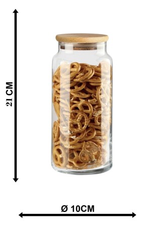 Vakuumglas mit Bambusdeckel, Vorratsbehälter, Mehrzweck-Lebensmittelbehälter, Gewürzglas, Zuckerdose, Snackschale 1. 4L. 1003 - 7