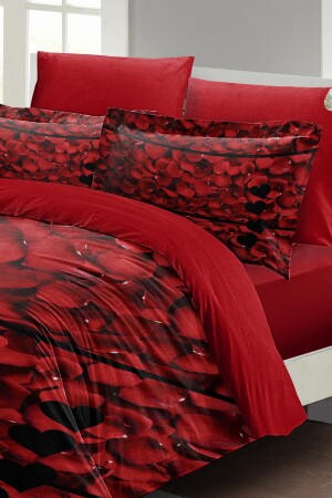 Valentinstag-Bettbezug-Set für Doppelbett, 100 % Baumwollsatin, Rosenfedern, MONOHOME24895 - 5