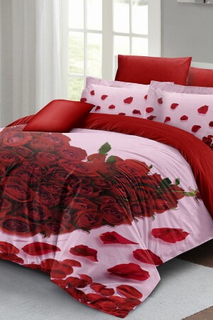 Valentinstag-Doppelbettbezug-Set aus 100 % Baumwollsatin „For the Love of Roses“ MONOHOME24505 - 5