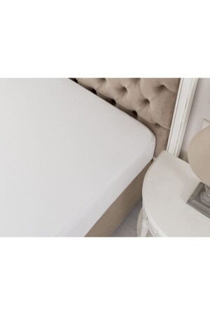 Valeria King-Size-Bettlaken aus elastischer gekämmter Baumwolle – Weiß ÇPE-03-8682116422512 - 1