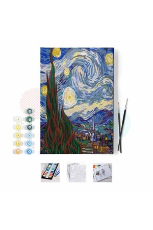 Van Gogh Sternennächte Malen-nach-Zahlen-Set mit Rahmen und Rahmen ASW121562131 - 5