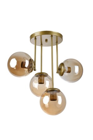 Vanessa Modern Tasarım Salon Mutfak Yatak Odası Eskitme Renk Bal Camlı 4 Lü Avize 172478 - Modavize