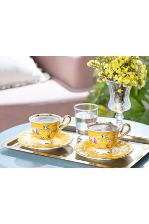 Vanilla New Bone China 2'li Kahve Fincan Takımı 90 ml Sarı 10031376 - 5