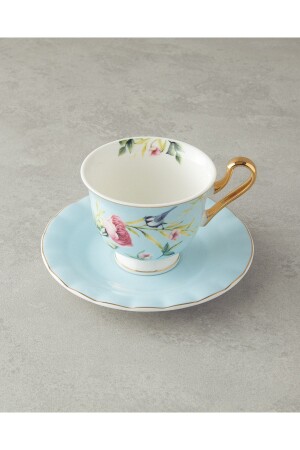 Vanilla New Bone China 4 Parça 2 Kişilik Çay Fincanı Takımı Açık Mavi - 3