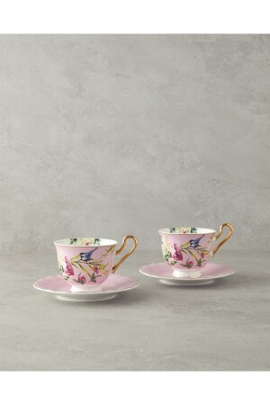 Vanilla New Bone China 4 Parça 2 Kişilik Çay Fincanı Takımı Açık Pembe - 2