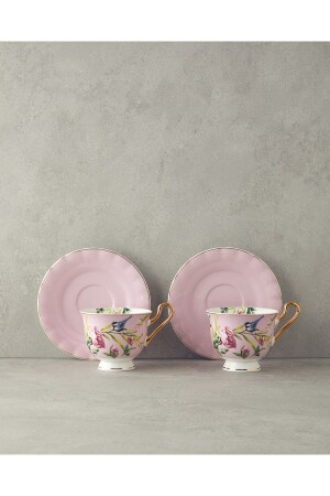 Vanilla New Bone China 4 Parça 2 Kişilik Çay Fincanı Takımı Açık Pembe - 5