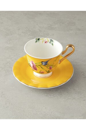 Vanilla New Bone China 4 Parça 2 Kişilik Çay Fincanı Takımı Sarı - 4