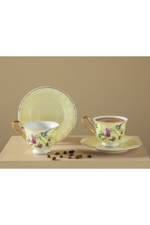 Vanilla New Bone China 4 Parça 2 Kişilik Kahve Fıncan Takımı 90 Ml Açık Sarı 10036617 - 2