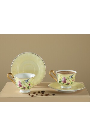 Vanilla New Bone China 4 Parça 2 Kişilik Kahve Fıncan Takımı 90 Ml Açık Sarı 10036617 - 4