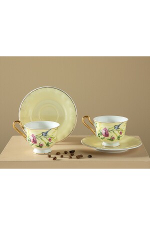 Vanilla New Bone China 4 Parça 2 Kişilik Kahve Fıncan Takımı 90 Ml Açık Sarı 10036617 - 5