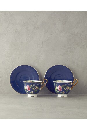 Vanilla New Bone China 4-teiliges Teetassen-Set für 2 Personen, Marineblau - 4