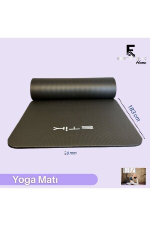 var Yoga Matı 8 mm Taşıma Askılı Yoga Minderi ETK100000 Siyah Yoga Tek Ebat 183 x 61 cm 8 MM - 1