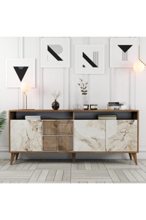 MNZ-Milan Console - المرتقال / الرخام الأبيض - Variant Mobilya