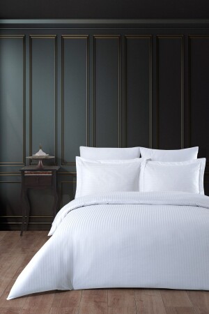 مجموعة غطاء القماش المرن من القطن - أبيض - Varol