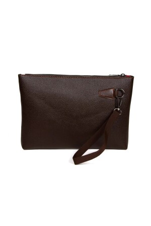 Vegane Leder-Clutch-Tasche, braun, Handgelenkschlaufen-Taschen-Portfolio - 4