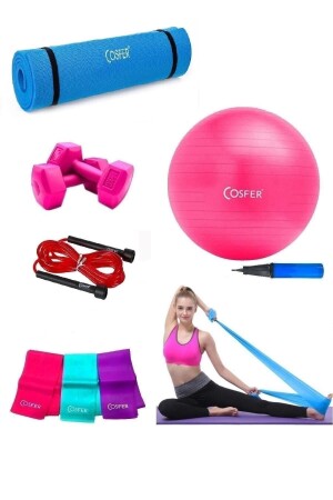 Vegatekno 6-teiliges Pilates- und Yoga-Set Fuchsia - 1