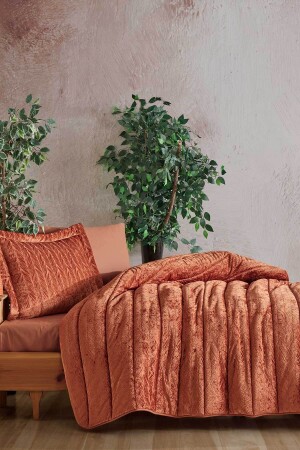 Velvet Kadife Comfort Set Modern Uyku Seti Tek Kişilik Tarçın 2 Parça - 2