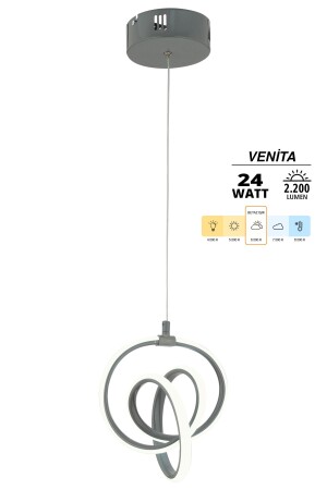 Venita geräucherte moderne Pendelleuchte LED-Kronleuchter, weißes Licht, Wohnzimmer, Küche, Zimmer, LED-Kronleuchter - 3