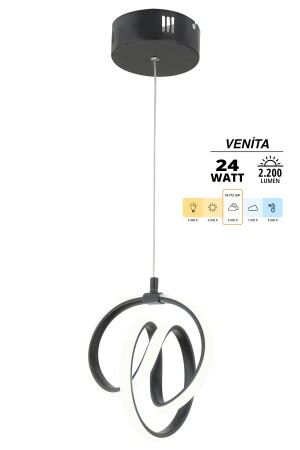 Venita Schwarz Moderne Pendelleuchte LED Kronleuchter Weißes Licht Wohnzimmer Küche Zimmer LED Kronleuchter VNTA03 - 3