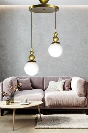 MNZ-Venus 2-piece pendant lamp شمعة نموذج خاص - شمعة حديثة - غرفة المعيشة - القاعة - غرفة النوم VN2 - VEDA AVİZE