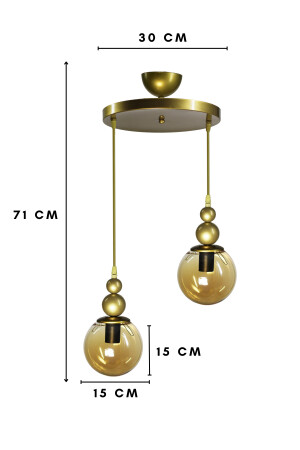 Venüs 2'li Sarkıt Eskitme Model Hakiki Bal Cam Oturma Salon Yatak Odası Modern Avize V2e - 4