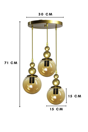 Venüs 3'lü Sarkıt Eskitme Model Hakiki Bal Cam Oturma Odası Salon Yatak Odası Modern Avize V3e - 4