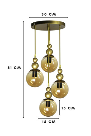 Venus 4-teilige Hängelampe, antikes Modell – echtes Honigglas – Wohnzimmer – Flur – Schlafzimmer, moderner Kronleuchter V4 - 4