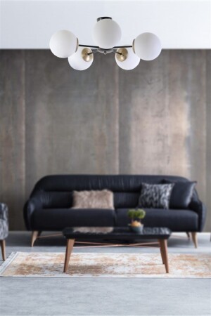 Venüs 5 Li Beyaz Camlı Avize 8507-5 - Lumexx