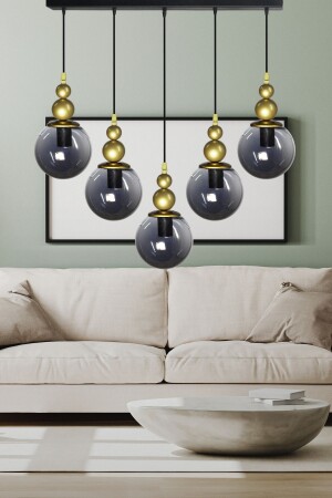 MNZ-Venus 5-piece Queen Chandelier Antique/fumoured - طاولة تناول الطعام الخاصة - غرفة المعيشة - المطبخ - القاعة PREMIUM2 - VEDA AVİZE