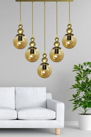 MNZ-Venus 5-piece Queen Chandelier Antique/honey - طاولة تناول الطعام الخاصة - غرفة المعيشة - المطبخ - القاعة PREMIUM2 - VEDA AVİZE