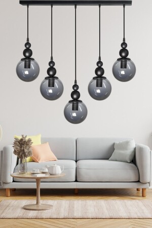 MNZ-Venus 5-piece Queen Chandelier أسود / مدخن - طاولة الطعام الخاصة - غرفة المعيشة - المطبخ - القاعة PREMIUM2 - VEDA AVİZE