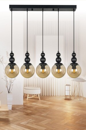 منز فينوس 5 قطع من الشنابل الممتازة الأسود / العسل - طاولة الطعام الخاصة - غرفة المعيشة - المطبخ - القاعة الممتازة1 - VEDA AVİZE