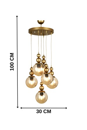 Venus 6-teilige Hängelampe, antikes Modell – echtes Honigglas – Wohnzimmer – Flur – Schlafzimmer. Moderner Kronleuchter VN6 - 9