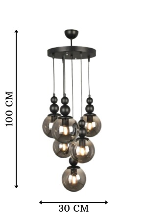 Venus 6-teilige Pendelleuchte, schwarzes Modell – schwarzes Rauchglas – moderner Kronleuchter VN6 - 5