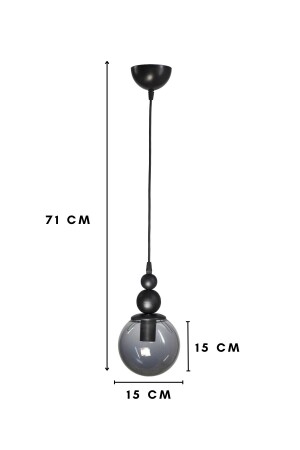 Venüs Tekli Sarkıt Siyah Model - Siyah Füme Cam - Modern Avize - 4