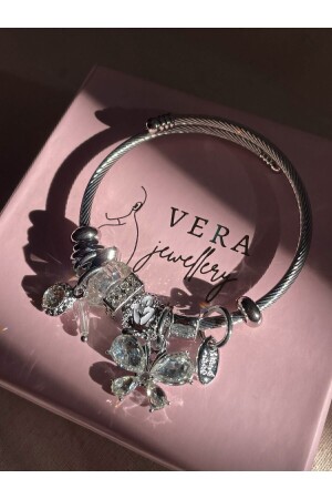 Vera Jewellery Beyaz Kristal Kelebek Charmlı - 2