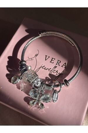 Vera Jewellery Beyaz Kristal Kelebek Charmlı - 1