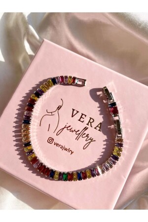 Vera Jewellery Çelik Renkli Baget Taşlı Su Yolu Bileklik - 2