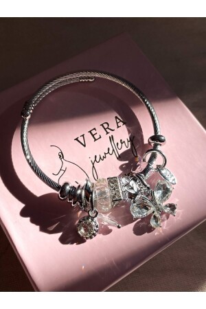 Vera Jewellery Schmetterlingsanhänger aus weißem Kristall - 4