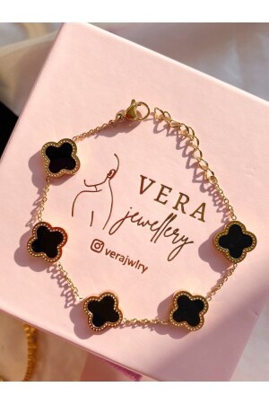 Vera Jewellery Siyah Yonca Çelik Bileklik - 2