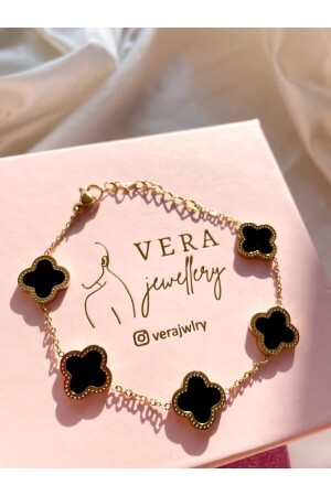 Vera Jewellery Siyah Yonca Çelik Bileklik - 3