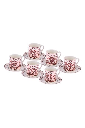 Verano New Bone Kaffeetassen-Set für 6 Personen, 90 ml, Weinrot - 8