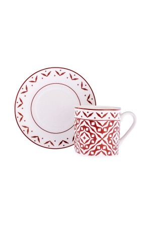 Verano New Bone Kaffeetassen-Set für 6 Personen, 90 ml, Weinrot - 9